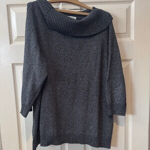 Charter Club charcoal with silver thread interwined Cowl Neck Sweater